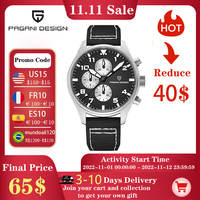 PAGANI DESIGN nowy 42mm Pilot zegarki japoński VK67 mężczyźni kwarcowy zegarek 10bar wodoodporne szafirowe szkło zegarek dla mężczyzn 1